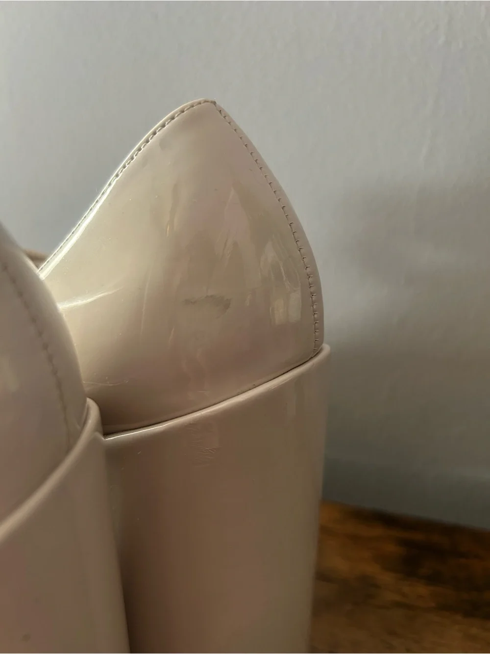 Steve Madden Cream Patent Double-Strap Platform Pumps